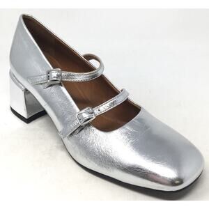 Vagabond Adison Women's Size 38/8 Silver Leather Double Strap Mary Jane Pumps